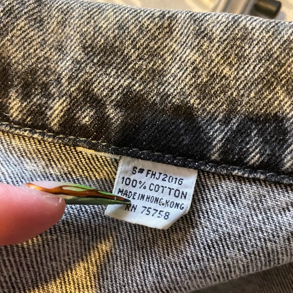 RARE 80s VINTAGE LA GEAR BLACK ACID WASH DENIM CROPPED JACKET - Picture 6 of 9